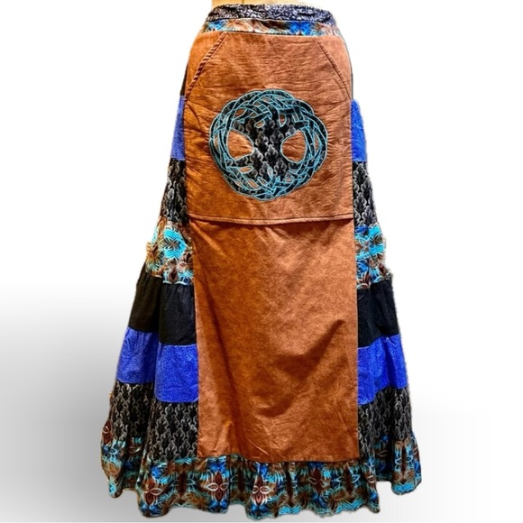 handmade Dresses & Skirts - Celtic Tree Knot handmade one of a kind tiered patchwork skirt hippie witchy